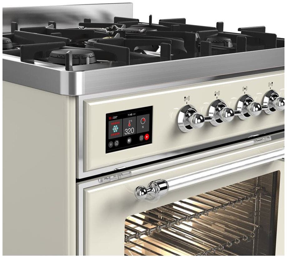 Ilve UM30DNE3AWC Natural Gas In Antique White W/ Chrome Trim