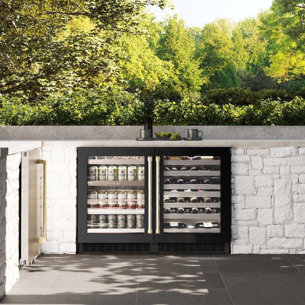 Zline RWDOZBS24CB Black Stainless Steel Glass Door And Champagne Bro...