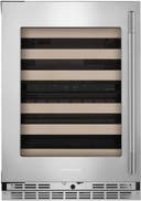24 Inch Undercounter Wine Cellar with 46 Standard Wine Bottle Capacity, SatinGlide® Full-Extension Wood-Front Racks, Fully Flush Installation, Temperature Monitoring System, Motion-Activated LED Lighting, Two Temperature-Controlled Zones, Door Alarm, Sabbath Mode and STAR-K Certified