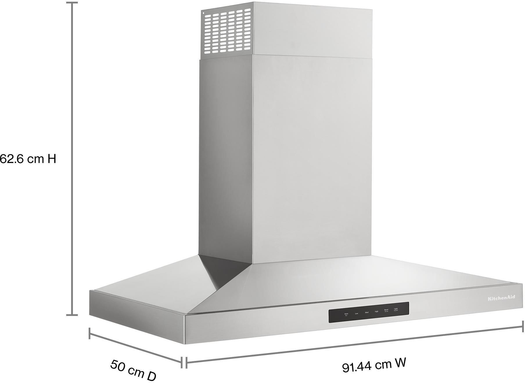KitchenAid KVWC736SSS 36 Inch Wall Mount Chimney Hood Stainless