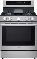 30 Inch Freestanding Smart Gas Range with 5 Sealed Burners, 6.3 cu. ft. ProBake Convection® Oven, UltraHeat™ Burner, Storage Drawer, Air Fry, Sabbath Mode, InstaView®, and EasyClean®