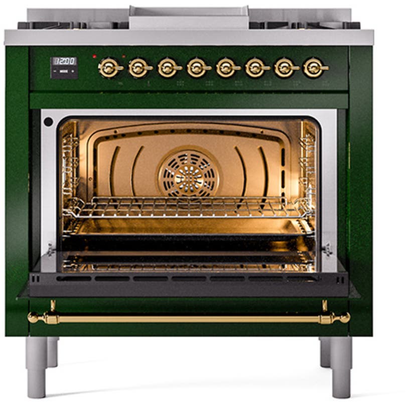 Ilve UP36FQNMPEGG Emerald Green With Brass Trim