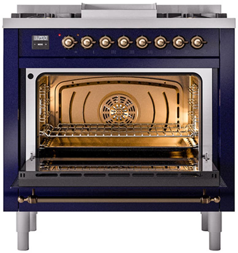 Ilve UP36FQNMPMBBLP Midnight Blue With Bronze Trim, Lp