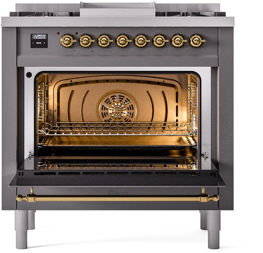 Ilve UP36FNMPMGGLP Matte Graphite, Brass Trim