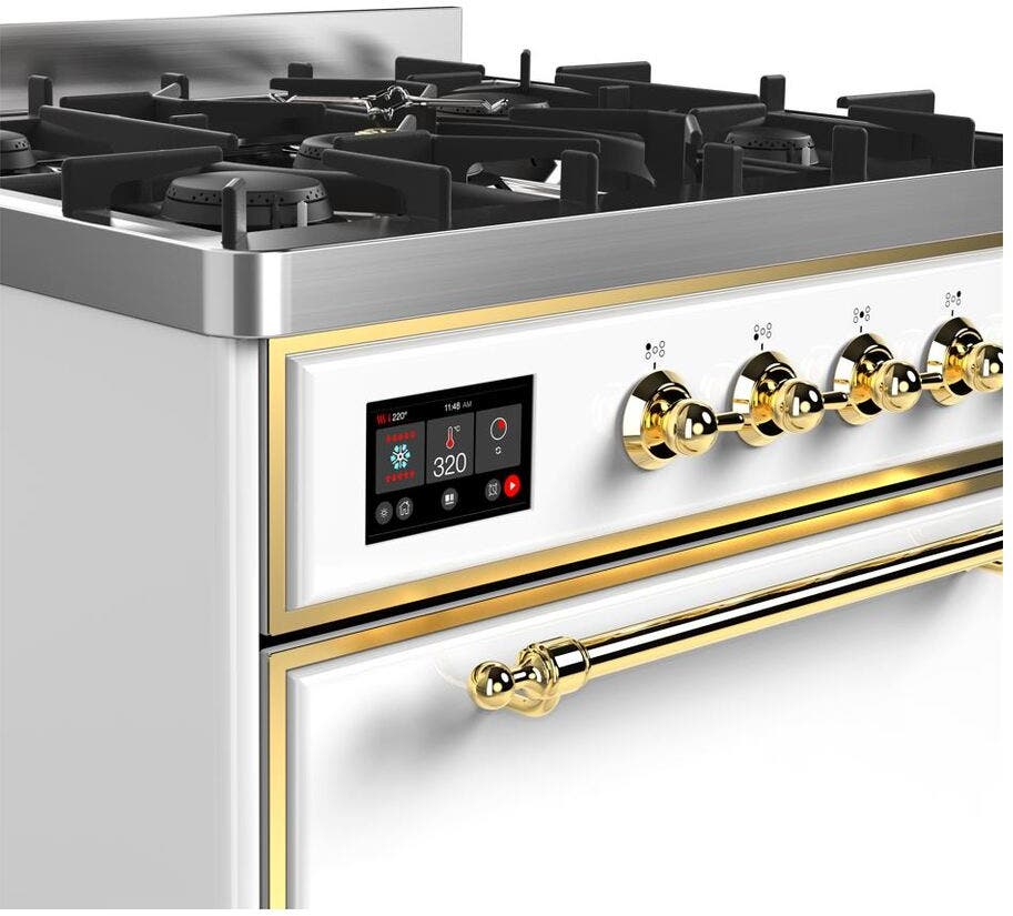 Ilve UM30DQNE3WHG Natural Gas In White W/ Brass Trim