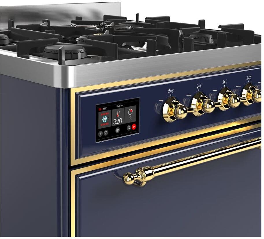 Ilve UM30DQNE3MBG Natural Gas In Midnight Blue W/ Brass Trim