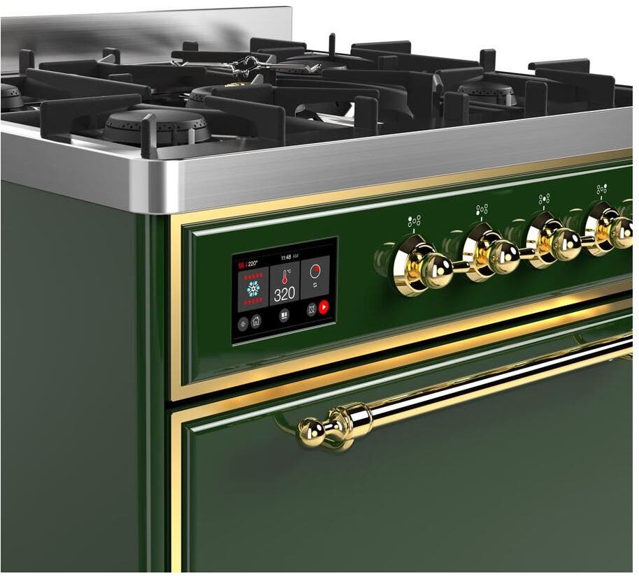 Ilve UM30DQNE3EGGLP Liquid Propane In Emerald Green W/ Brass Trim