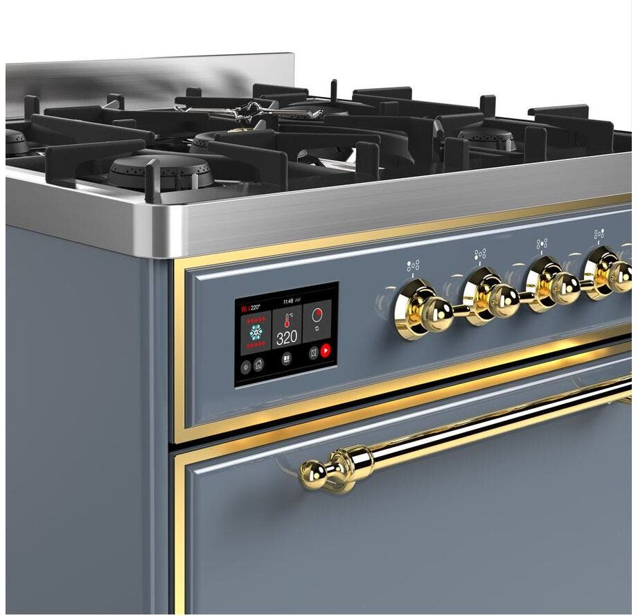 Ilve UM30DQNE3BGGLP Liquid Propane In Blue Grey W/ Brass Trim
