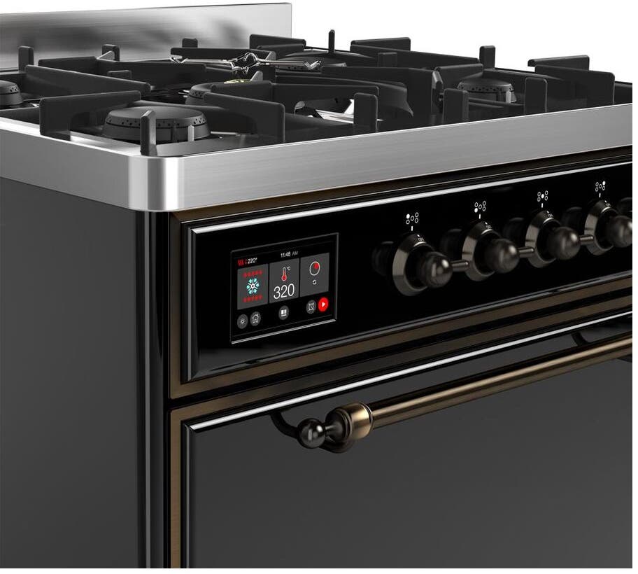 Ilve UM30DQNE3BKBLP Liquid Propane In Glossy Black W/ Bronze Trim