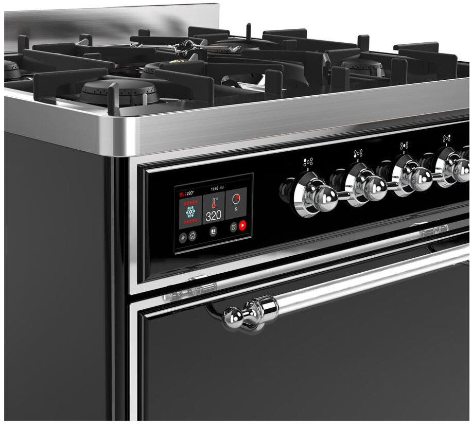 Ilve UM30DQNE3BKC Natural Gas In Glossy Black W/ Chrome Trim