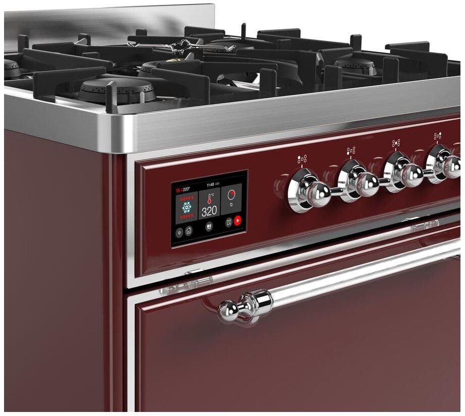 Ilve UM30DQNE3BUCLP Liquid Propane In Burgundy W/ Chrome Trim
