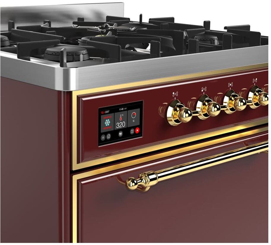 Ilve UM30DQNE3BUGLP Liquid Propane In Burgundy W/ Brass Trim