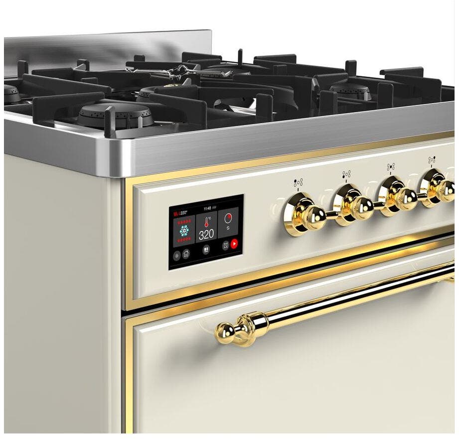 Ilve UM30DQNE3AWGLP Liquid Propane In Antique White W/ Brass Trim
