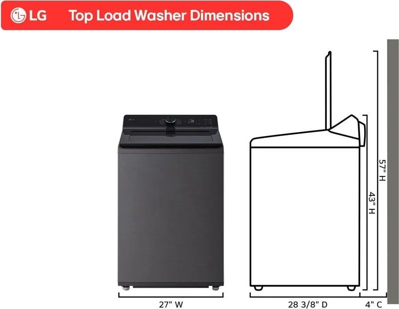 LG WT8200CL 27 Inch Smart Top Load Washer Platinum Black