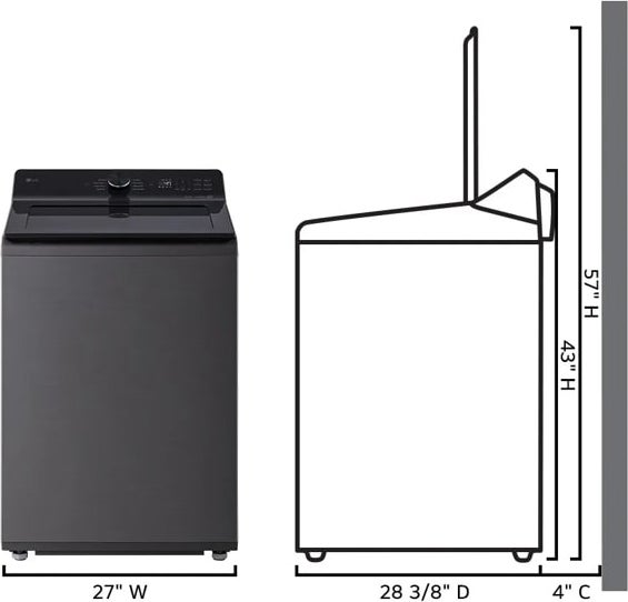 LG WT8205CL 27 Inch Smart Top Load Washer Platinum Black