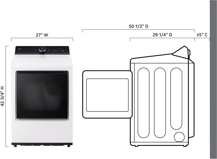 LG DLGX8601WE 27 Inch Top Load Gas Dryer White | Plesser's Appliances