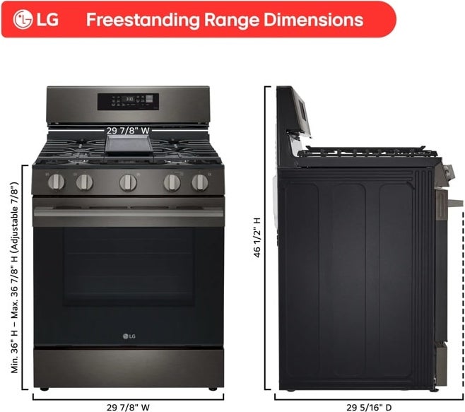 LG LRGN6323Z 30 Inch Smart Freestanding Smart Gas Range Black