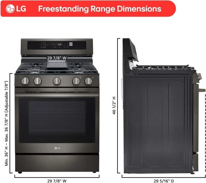 LG LRGN6325Z 30 Inch Freestanding Smart Gas Range Black Stainless