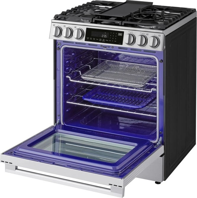 LGB LSV12/LGHeather C-GRAY✖️SHADOW PURPLE LG LSGL6337X 30 Inch Slide-In Smart Gas Range Printproof Stainless
