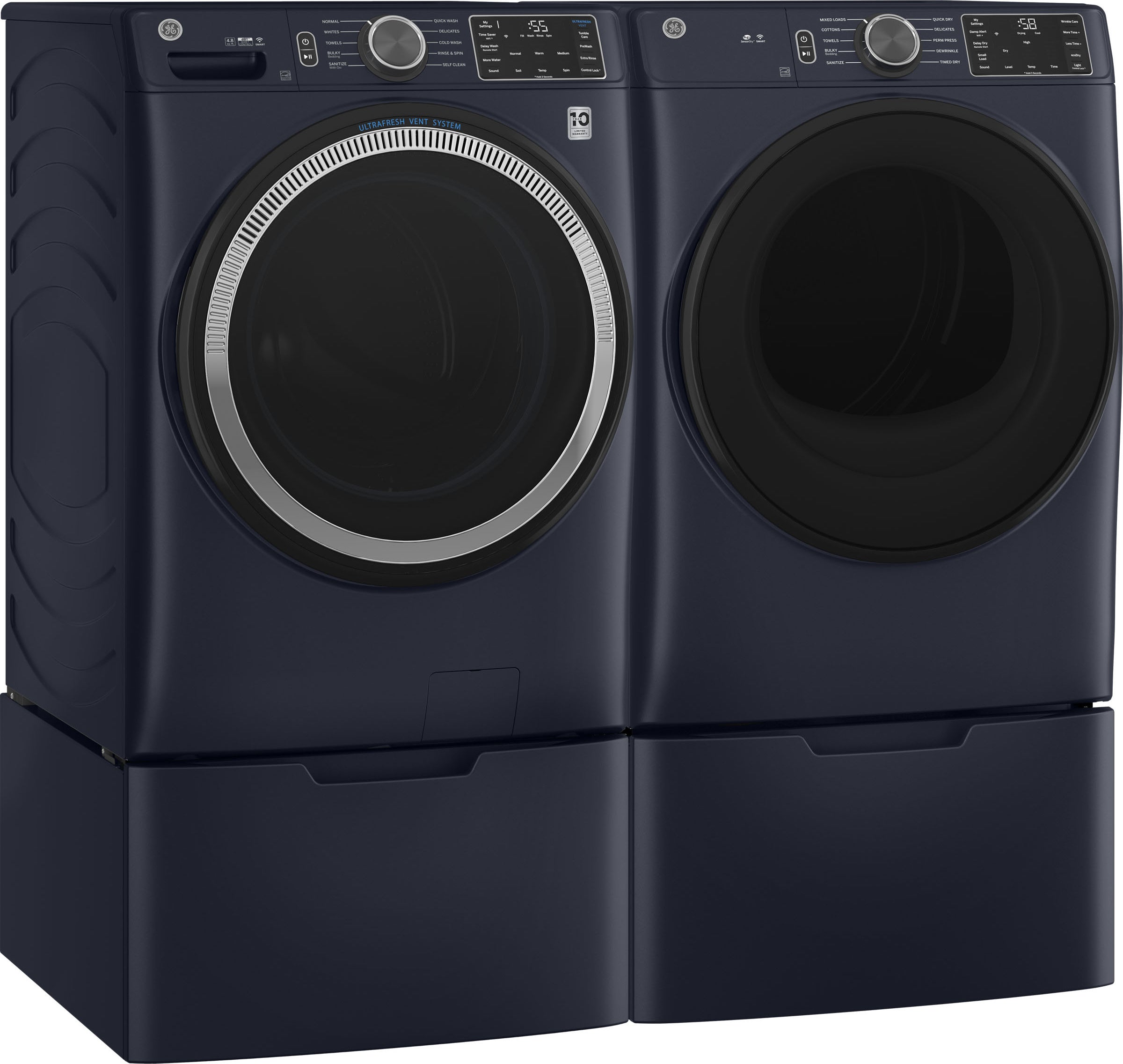 GE GFD55ESPRRS 28 Inch Electric Smart Dryer Sapphire Blue