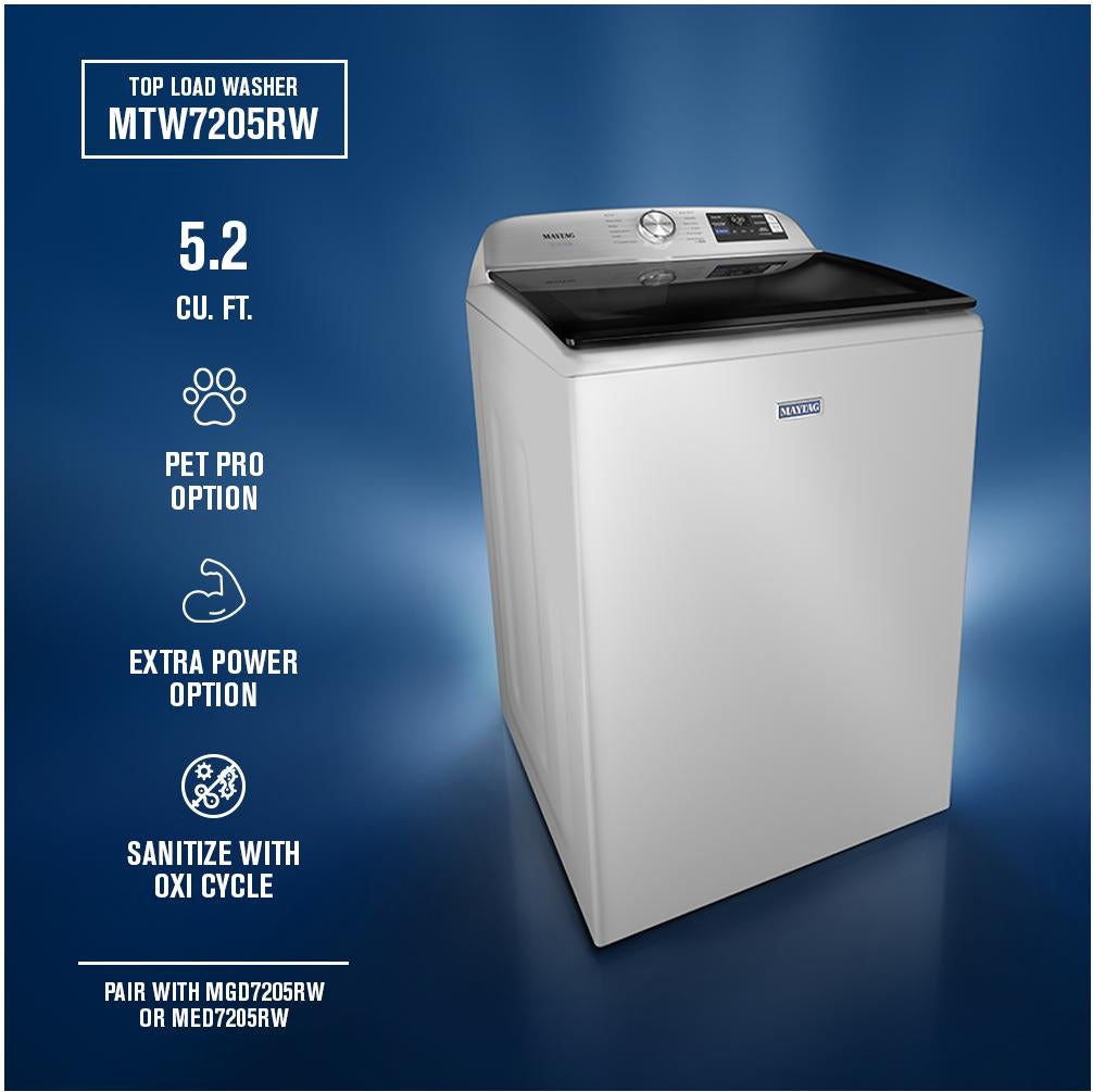 Maytag MTW7205RW 5.2 Cu. Ft. Smart Top Load Ultra Capacity Washer