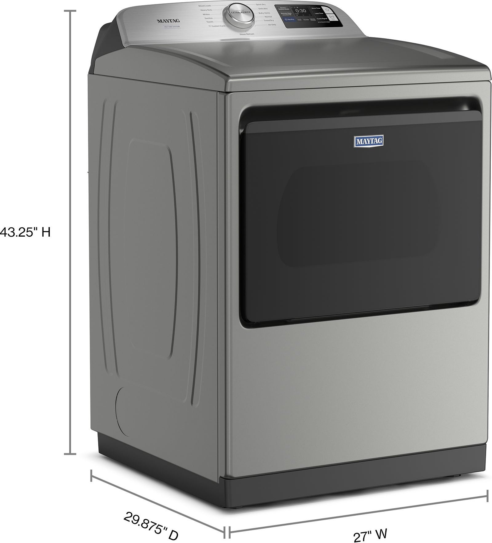 Maytag MGD7205RR 27 Inch Smart Gas Top Load Dryer Classic Silver