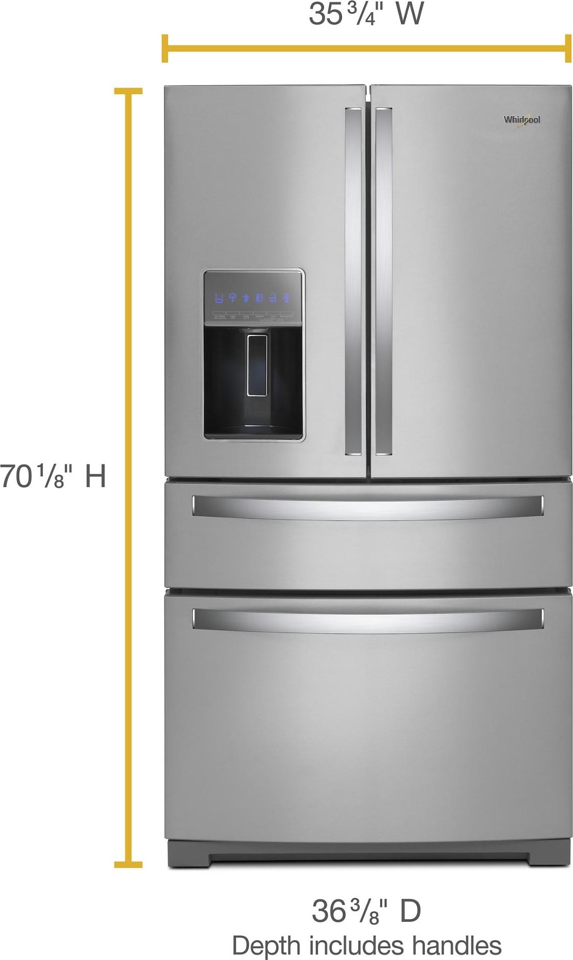 Whirlpool WRMF7736PZ 36 Inch Freestanding 4-Door French Door