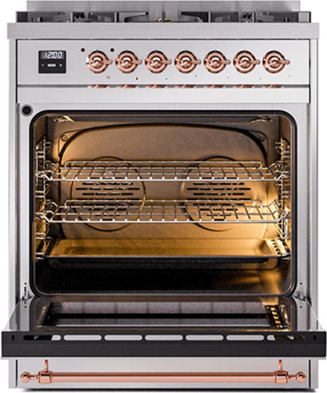 Ilve UN30QNMPSSPLP Stainless Steel With Copper Knobs, Liquid Propane