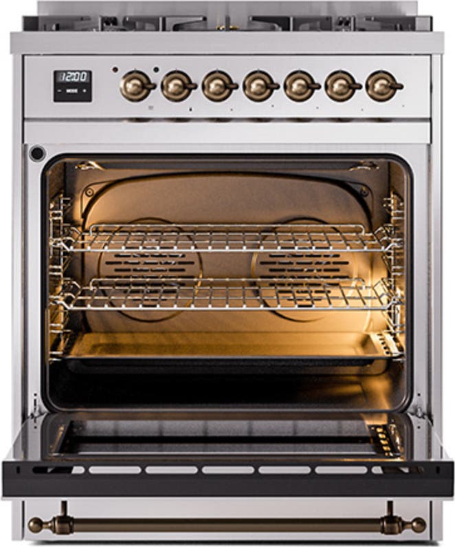 Ilve UN30QNMPSSB Stainless Steel With Bronze Knobs, Natural Gas