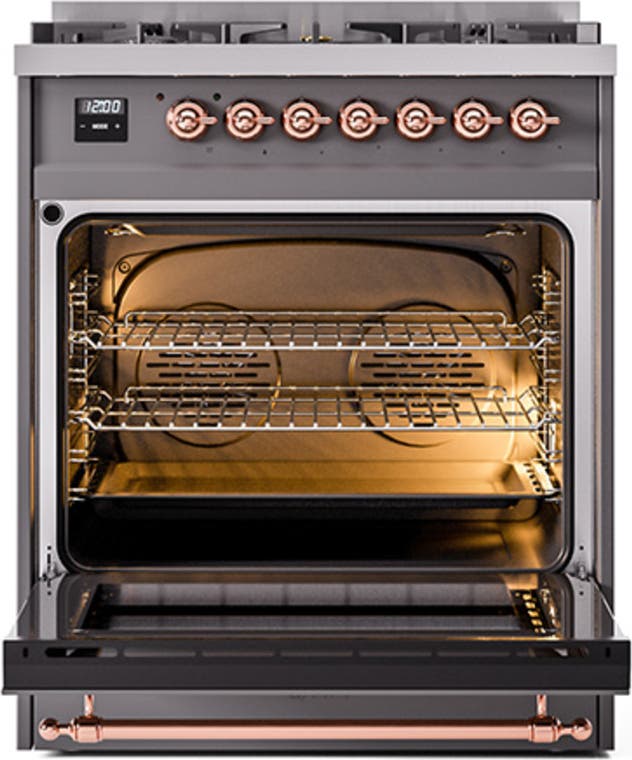 Ilve UN30QNMPMGP Graphite Matte With Copper Knobs, Natural Gas