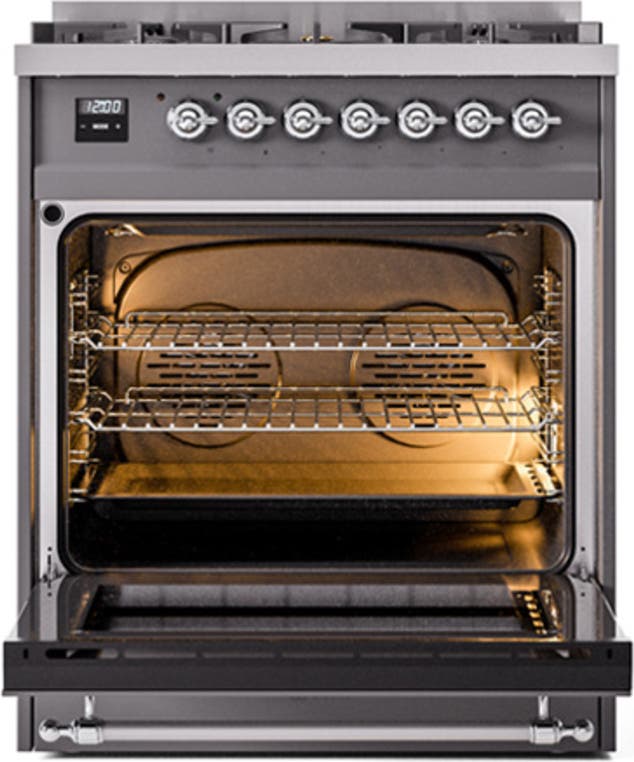 Ilve UN30QNMPMGC Graphite Matte With Chrome Knobs, Natural Gas