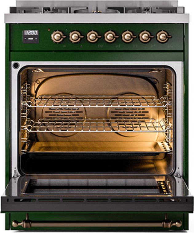 Ilve UN30QNMPEGB Emerald Green With Bronze Knobs, Natural Gas