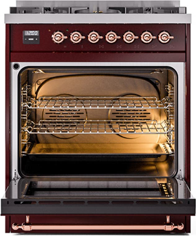 Ilve UN30QNMPBUPLP Burgundy With Copper Knobs, Liquid Propane