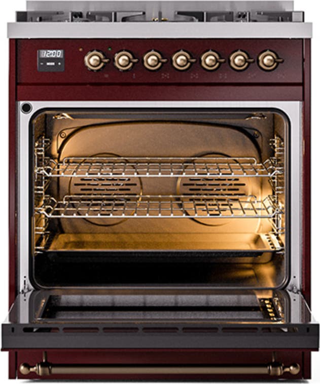 Ilve UN30QNMPBUB Burgundy With Bronze Knobs, Natural Gas