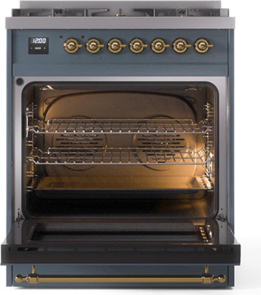 Ilve UN30QNMPBGG Blue Grey With Brass Knobs, Natural Gas