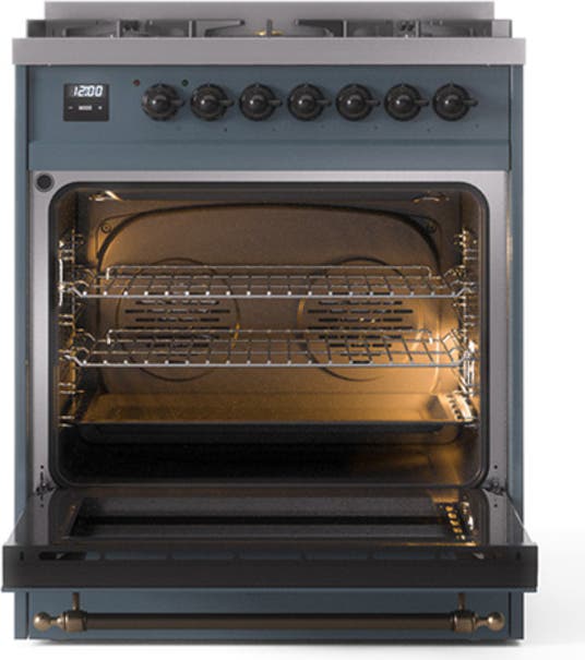 Ilve UN30QNMPBGBLP Blue Grey With Bronze Knobs, Liquid Propane