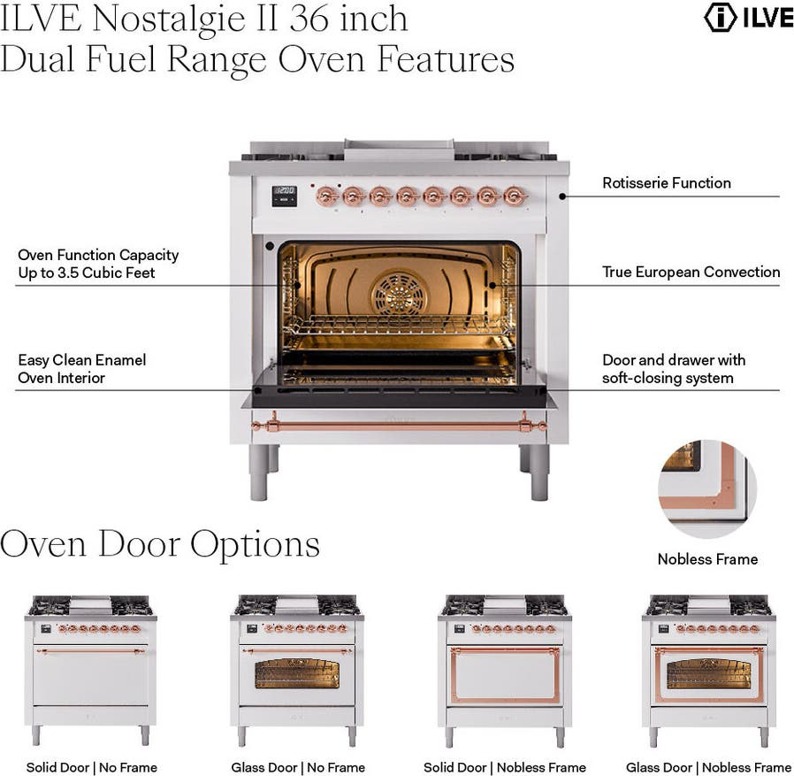 Ilve UN30QNMPAWB Antique White With Bronze Knobs, Natural Gas