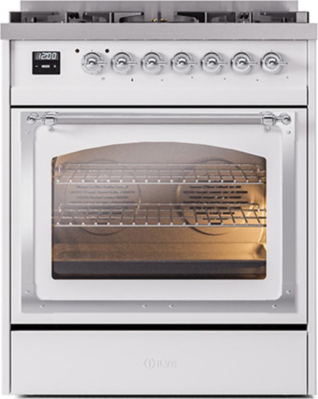 Ilve UN30NMPWHCLP White With Chrome Knobs, Liquid Propane