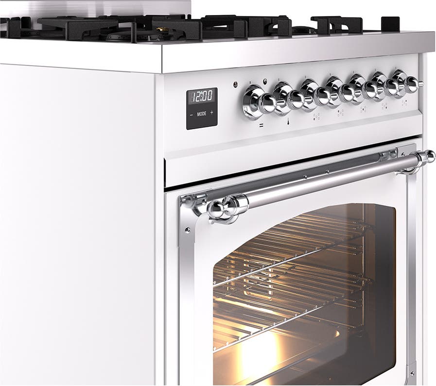 Ilve UN30NMPWHCLP White With Chrome Knobs, Liquid Propane