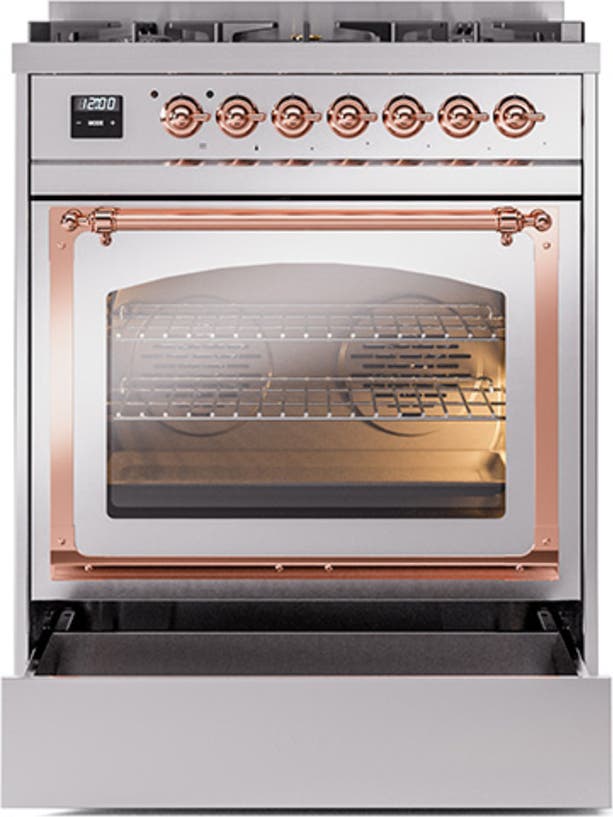 Ilve UN30NMPSSP Stainless Steel With Copper Knobs, Natural Gas