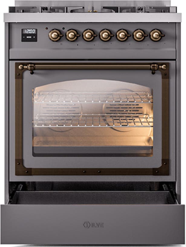 Ilve UN30NMPMGBLP Graphite Matte With Bronze Knobs, Liquid Propane