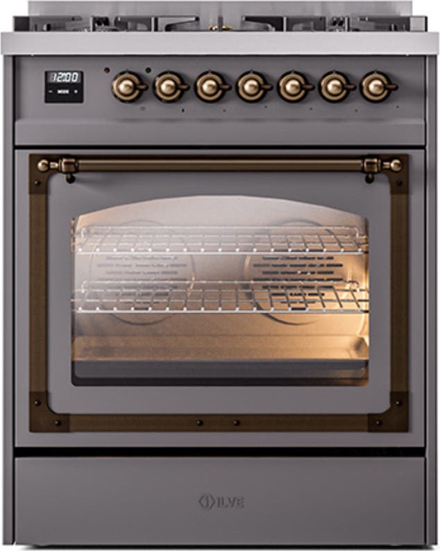 Ilve UN30NMPMGB Graphite Matte With Bronze Knobs, Natural Gas