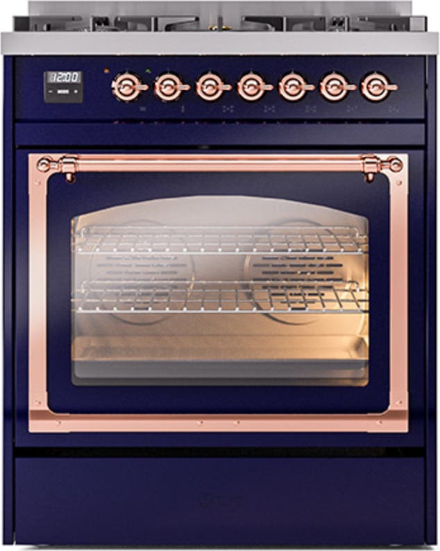 Ilve UN30NMPMBP Midnight Blue With Copper Knobs, Natural Gas