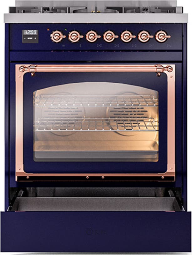 Ilve UN30NMPMBP Midnight Blue With Copper Knobs, Natural Gas