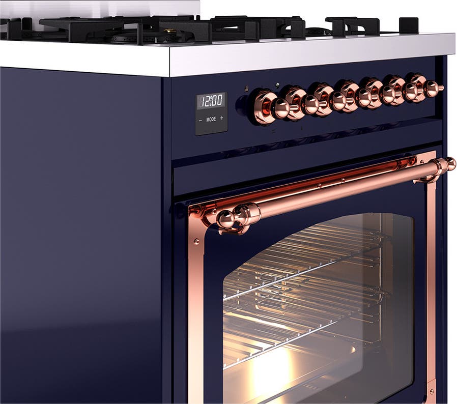 Ilve UN30NMPMBP Midnight Blue With Copper Knobs, Natural Gas
