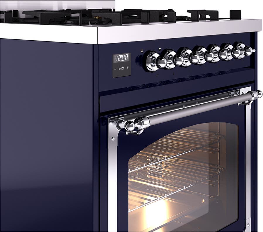 Ilve UN30NMPMBCLP Midnight Blue With Chrome Knobs, Liquid Propane