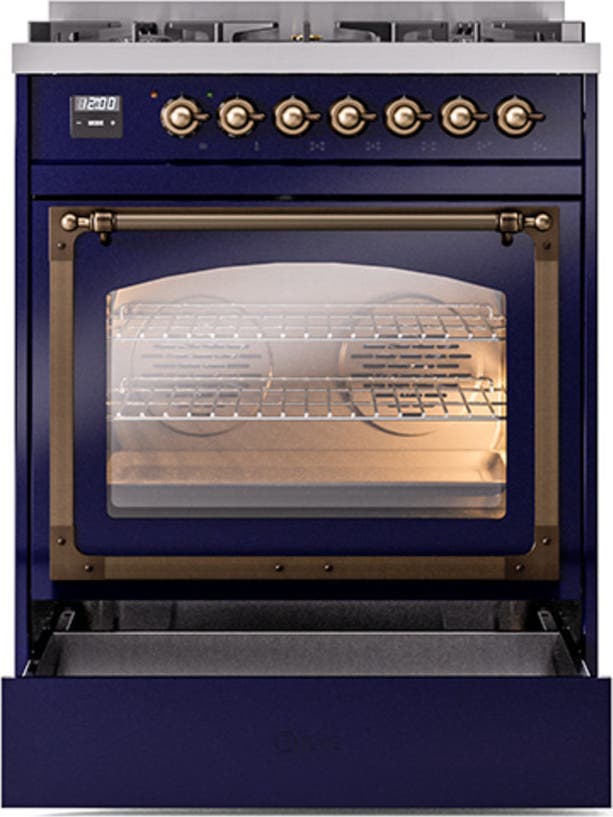 Ilve UN30NMPMBB Midnight Blue With Bronze Knobs, Natural Gas
