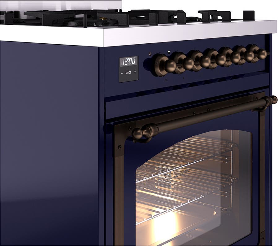 Ilve UN30NMPMBB Midnight Blue With Bronze Knobs, Natural Gas