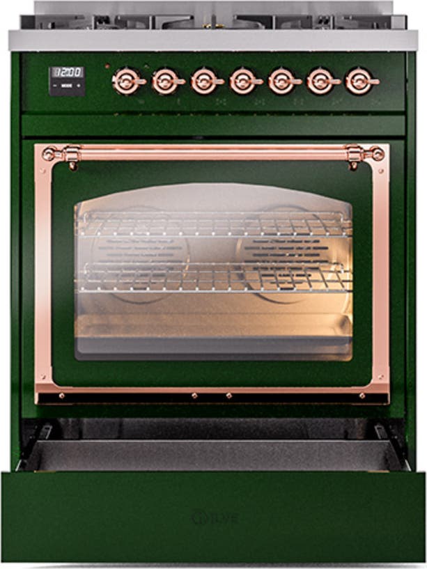 Ilve UN30NMPEGPLP Emerald Green With Copper Knobs, Liquid Propane