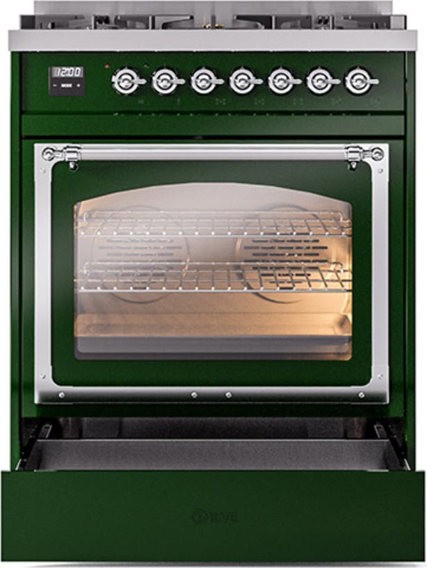 Ilve UN30NMPEGCLP Emerald Green With Chrome Knobs, Liquid Propane